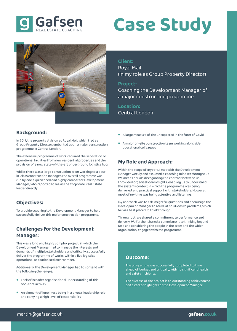 Coaching the Development Manager of a major construction programme Image
